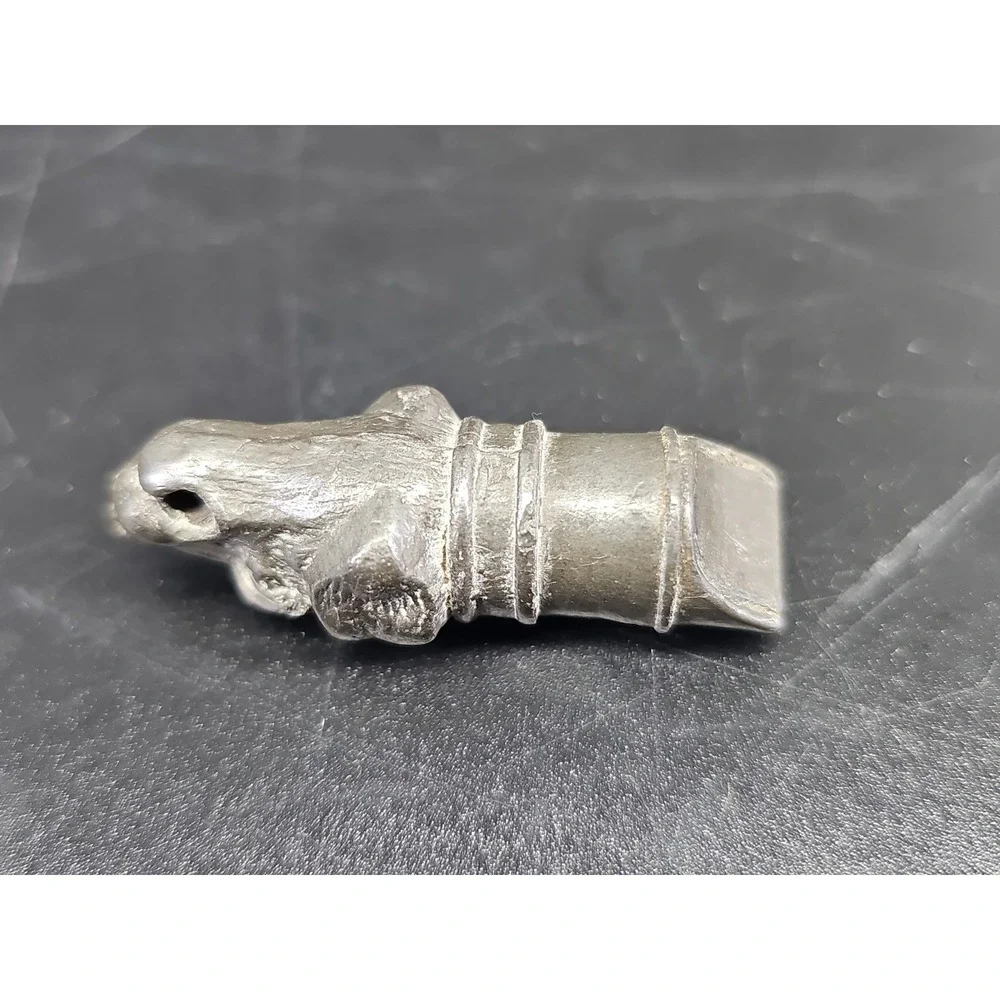 VICTORIAN PEWTER FIGURAL WHISTLE :  HUNTING DOG ,ENGLAND